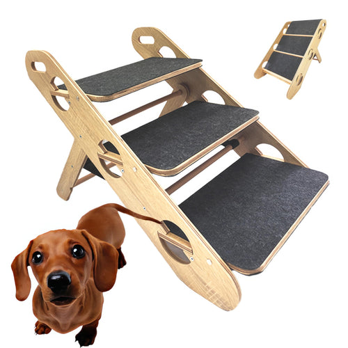 2-in-1 Foldable Pet Steps for Beds & Couches, 78lb Max