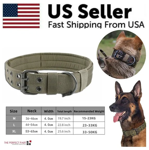 Heavy-Duty K9 Tactical Dog Collar with Metal Buckle