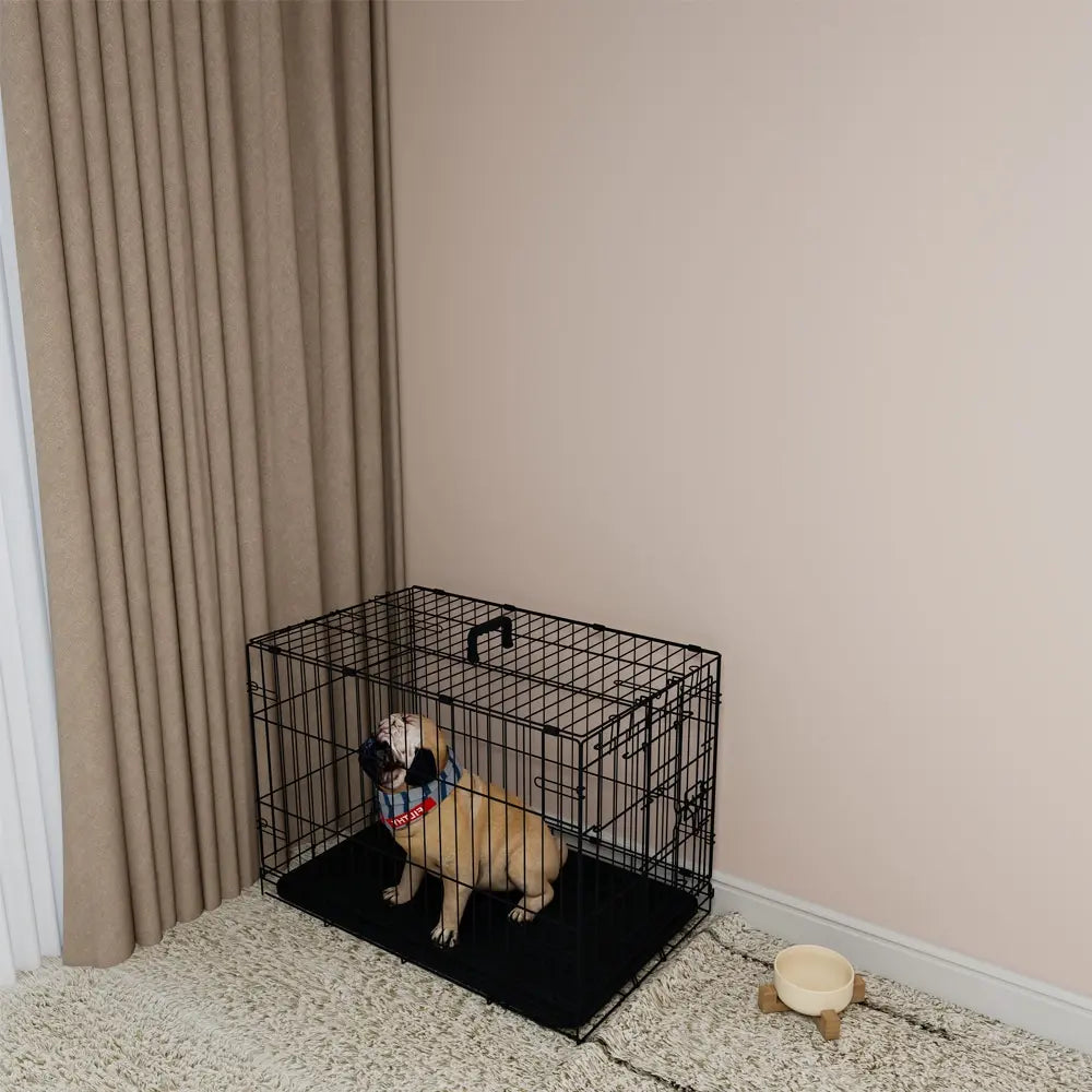 30-inch Black Double Door Pet Crate
