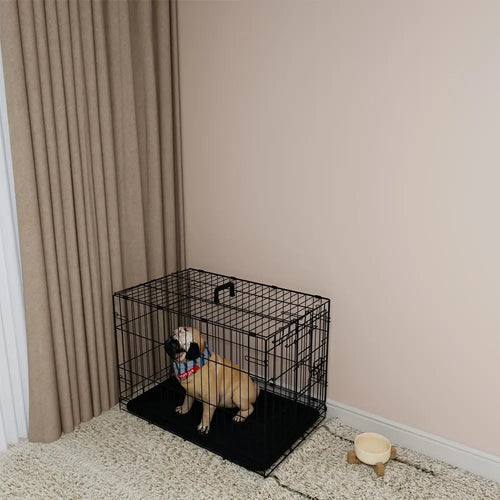 30-inch Black Double Door Pet Crate