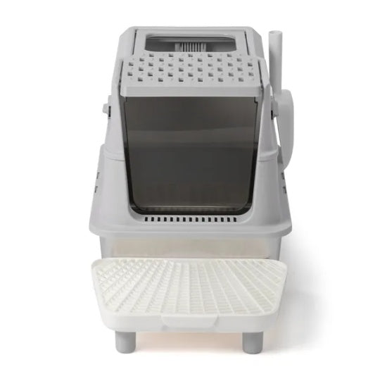 Large Stainless Steel Covered Litter Box with Scoop
