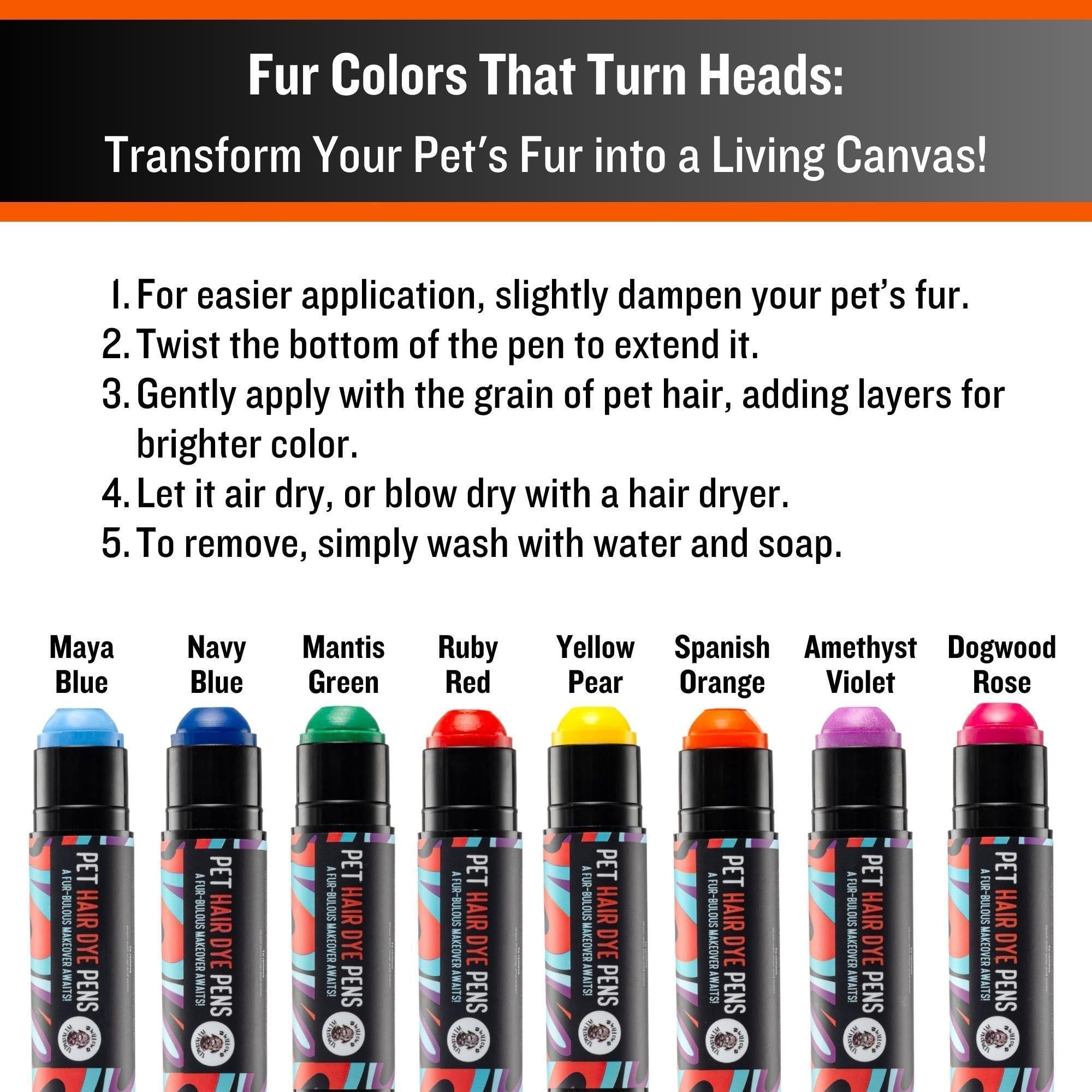 8-Color Pet Safe Temporary Hair Dye Pens