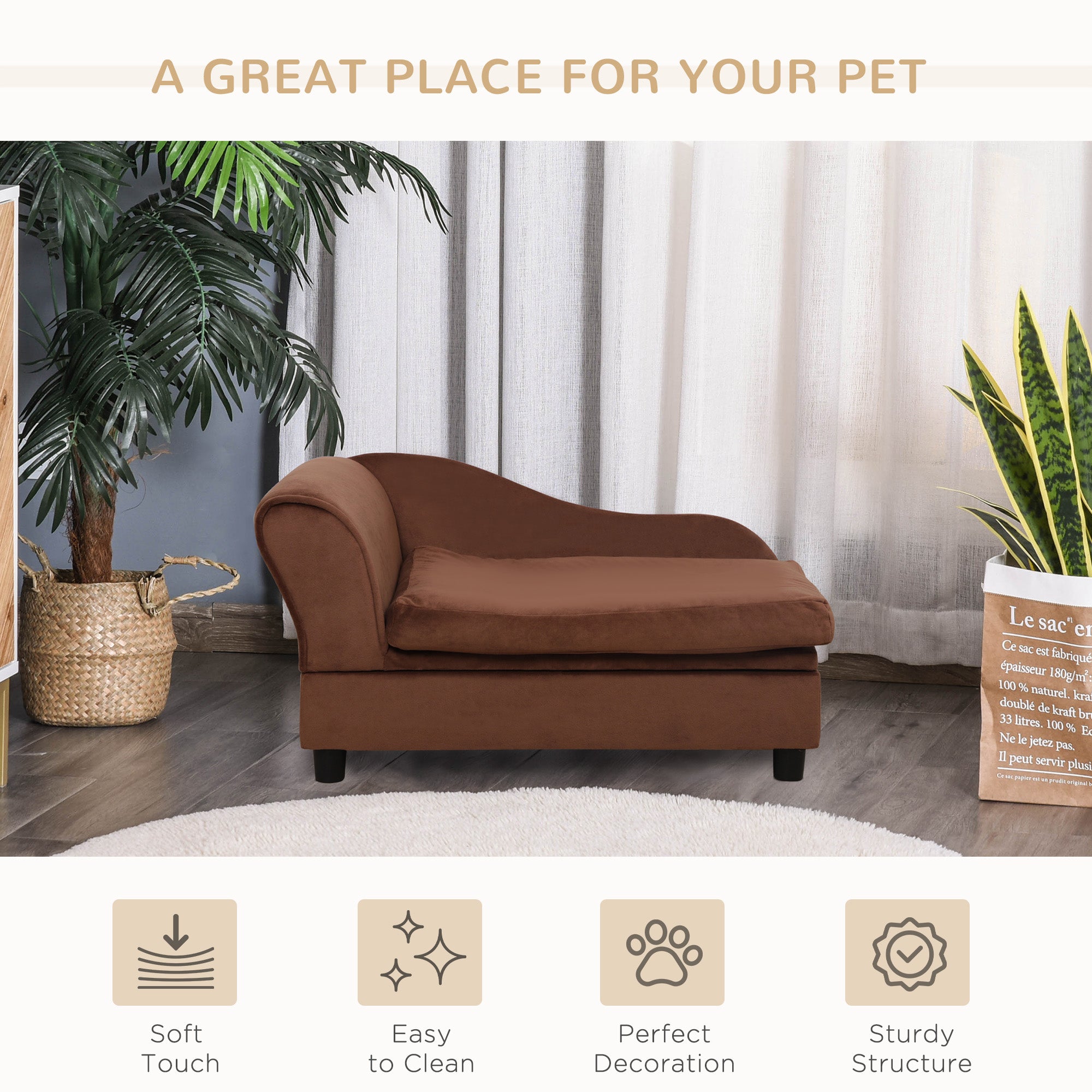 Luxury Pet Sofa with Storage, Brown