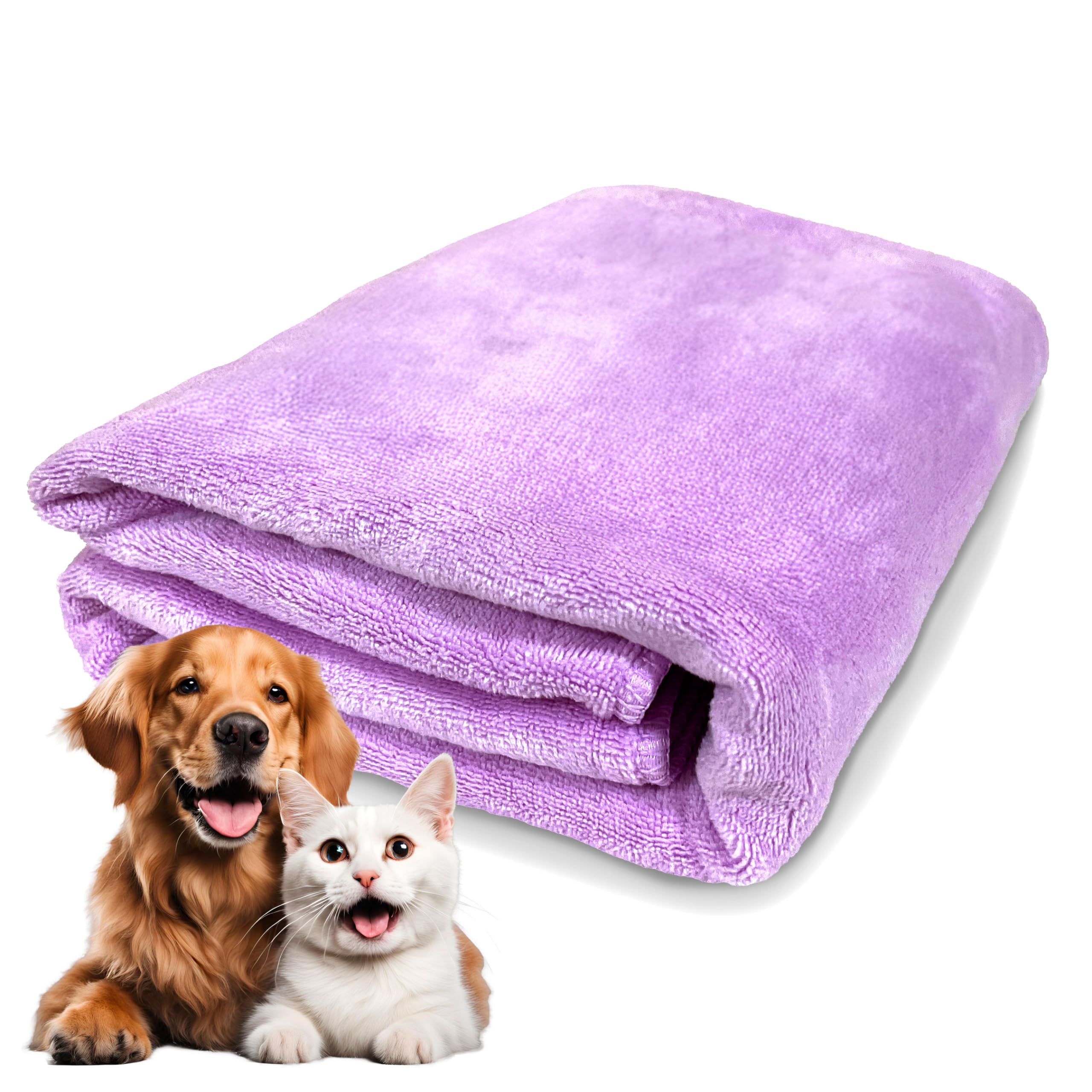 Terry Microfiber Pet Towel, Large to 2XL, Purple