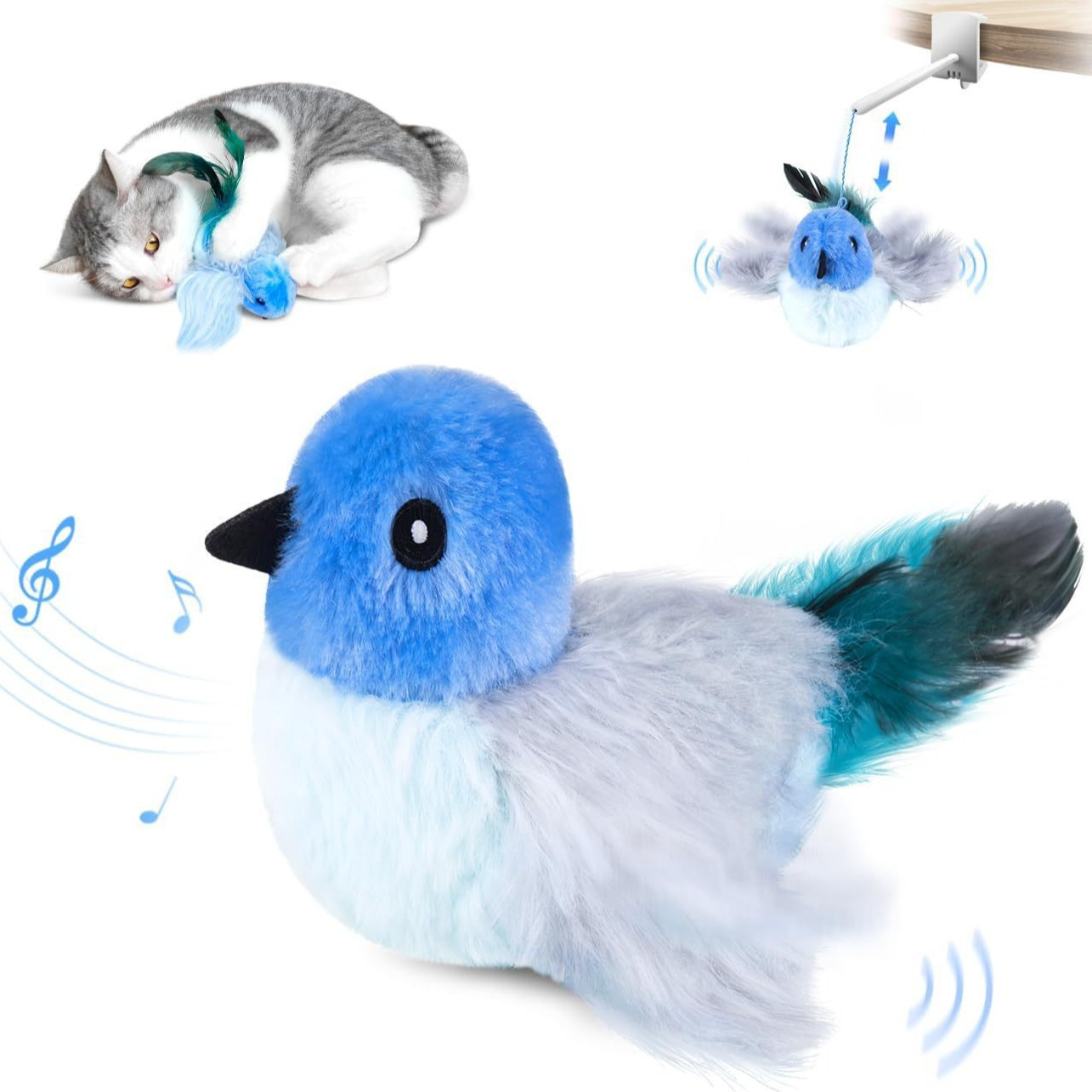 USB-Charged Flickering Bird Teaser for Cats