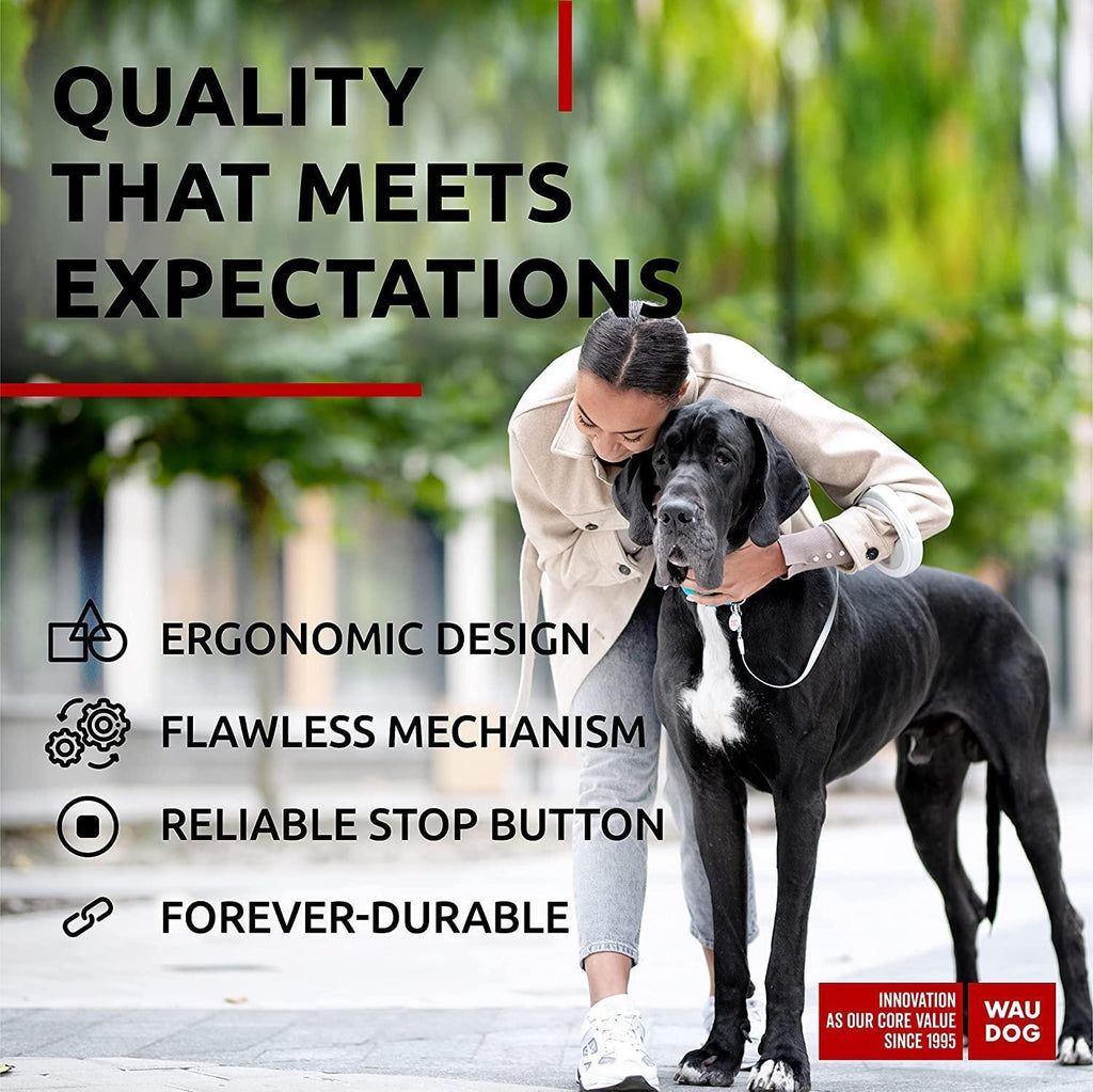 White Hands-Free Retractable Dog Leash, 9.5 Ft