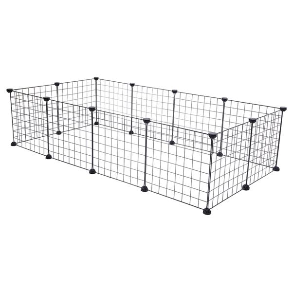 12-Piece Black Metal Mesh Pet Enclosure