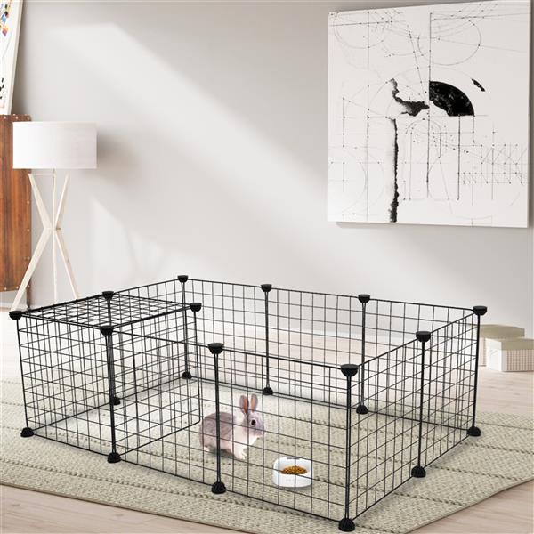 12-Piece Black Metal Mesh Pet Enclosure