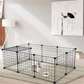 12-Piece Black Metal Mesh Pet Enclosure