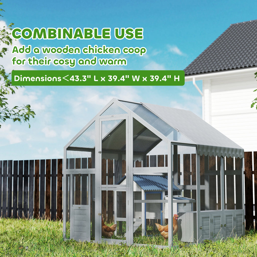 Large Wooden Chicken Run with Waterproof & Anti-UV Cover, Gr