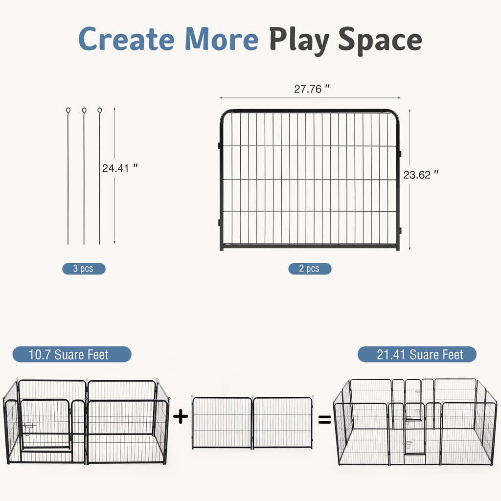 Foldable Steel Pet Enclosure with Door, 24-40 Inch Heights