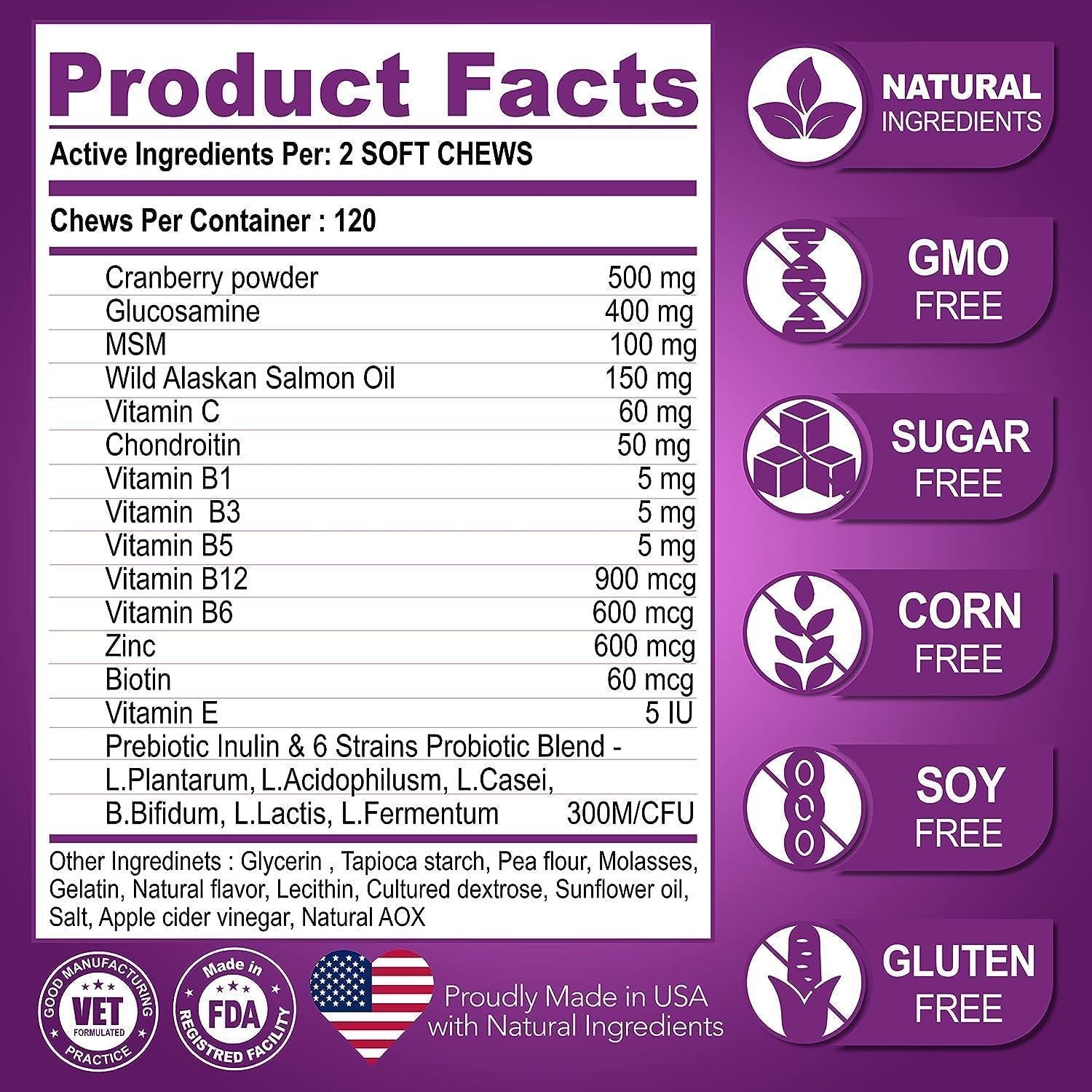 2 Pack Canine Multivitamin Chews with Glucosamine, 240 Count