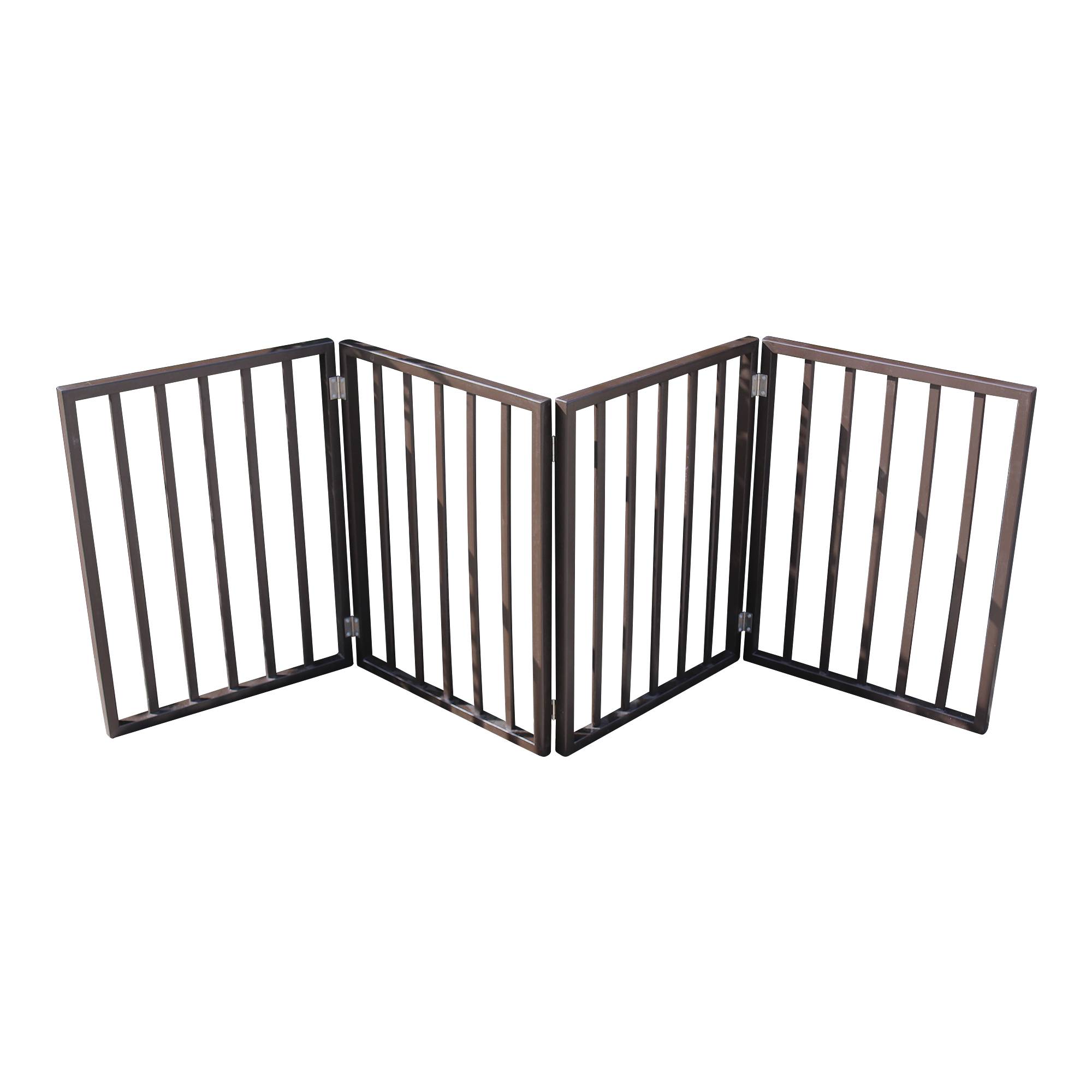 Elegant Folding Pet Gate for Doorways and Stairs, Dark Brown