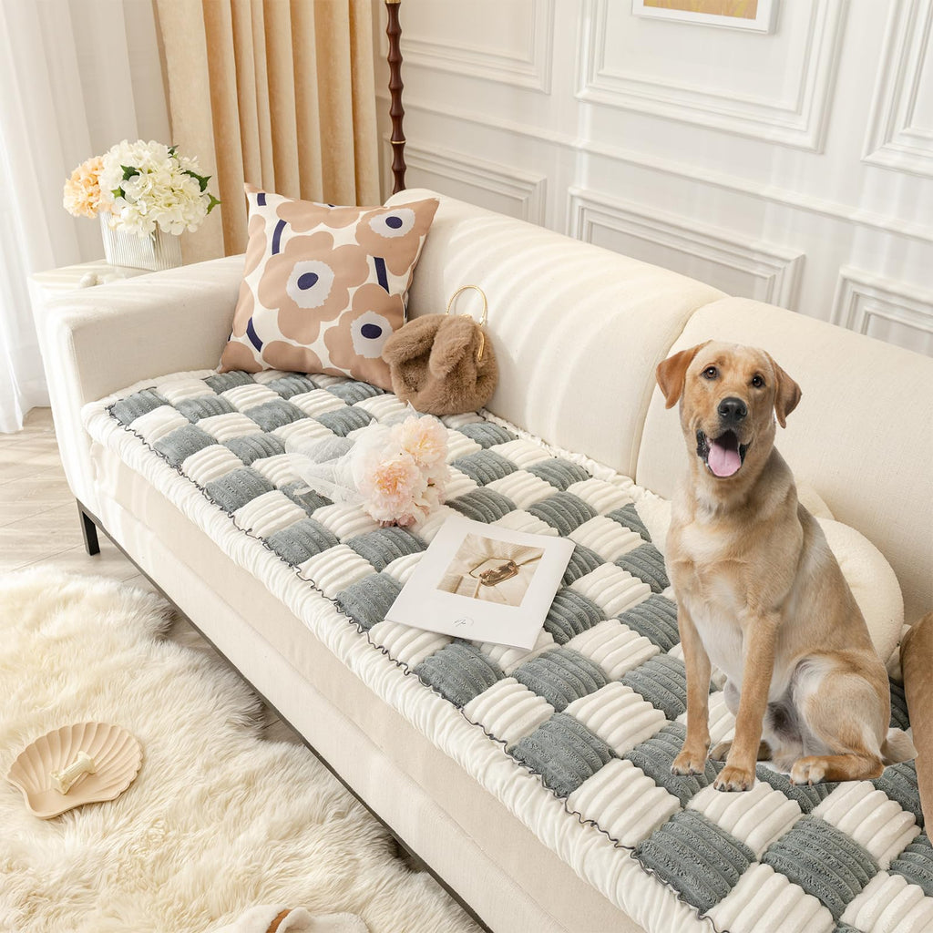 Plush Chenille Sofa Cover with Non-Slip Backing