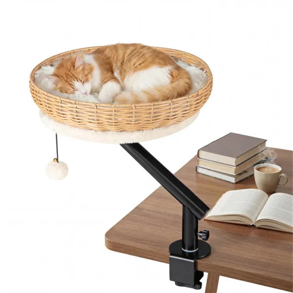Rotatable Desktop Cat Bed Perch, 2-in-1 Workspace Retreat