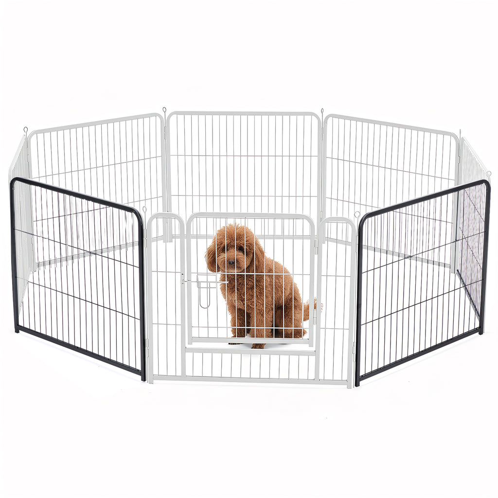 Foldable Steel Pet Enclosure with Door, 24-40 Inch Heights