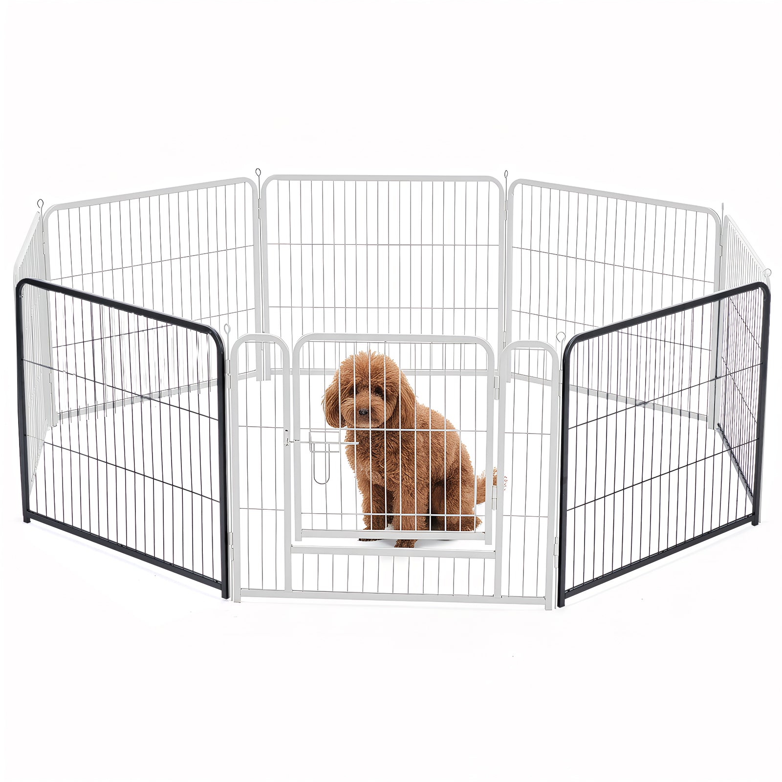 Foldable Steel Pet Enclosure with Door, 24-40 Inch Heights