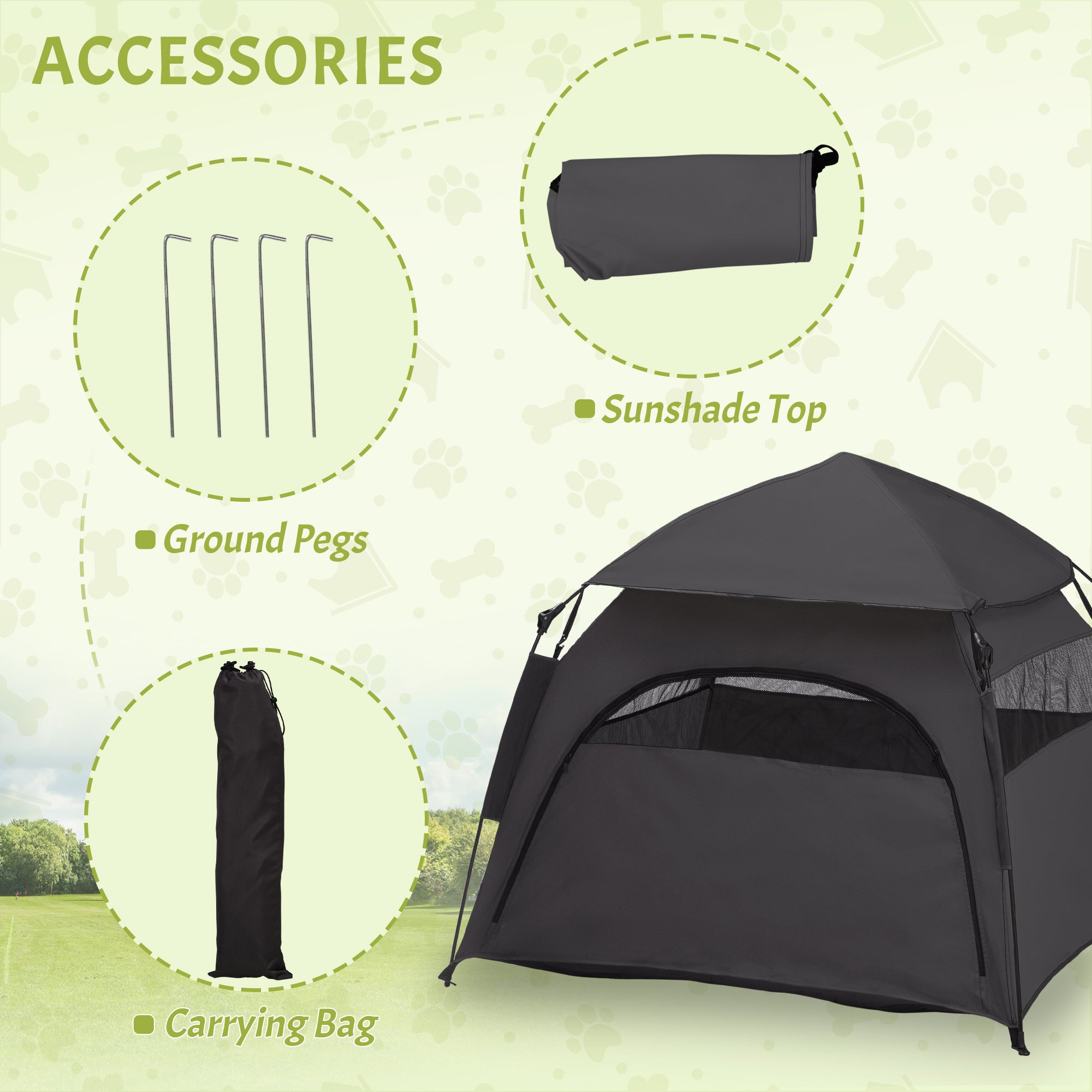 Luxury Pet Tent with Carry Bag, Dark Gray