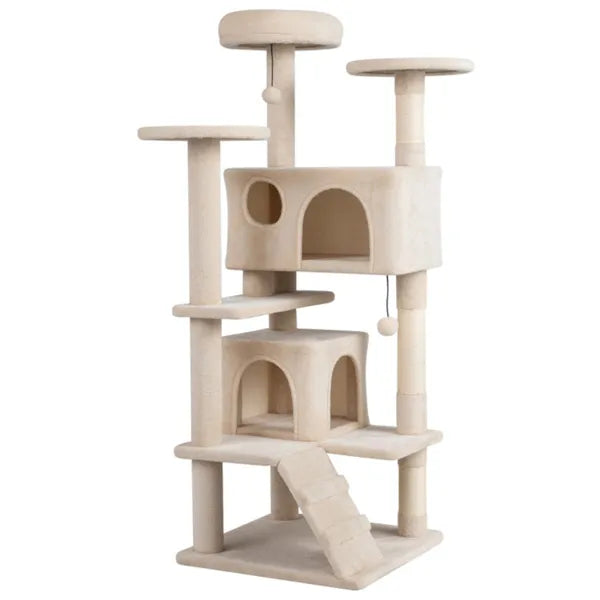 52" Cat Tower with Perches & Condos, Beige