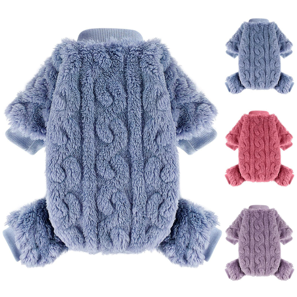 Dog Fleece Pajamas for Small Breeds - Blue, XS