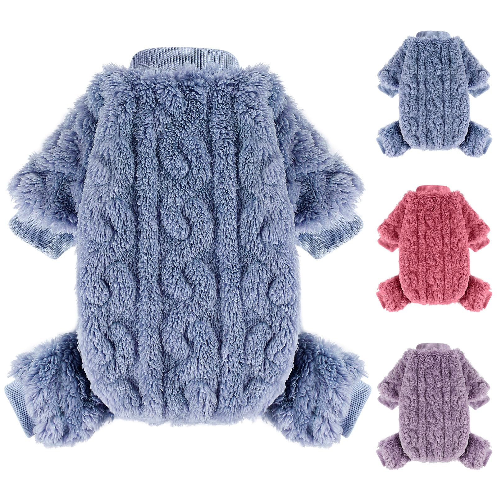 Dog Fleece Pajamas for Small Breeds - Blue, XS