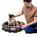 Braided Dog Bed with Plush Polyester, Charcoal Grey, 24-inch