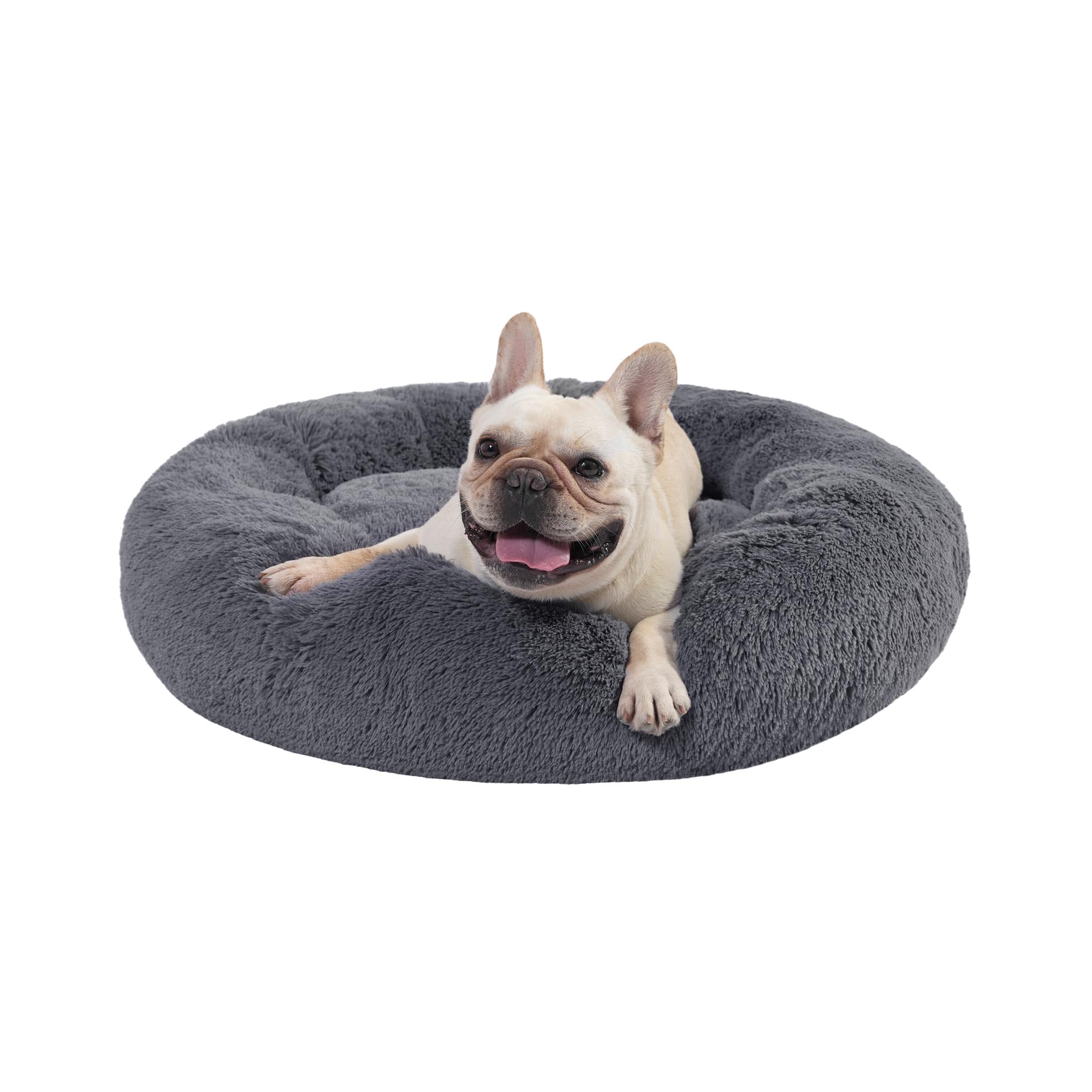 30" Calming Donut Dog Bed, Dark Grey