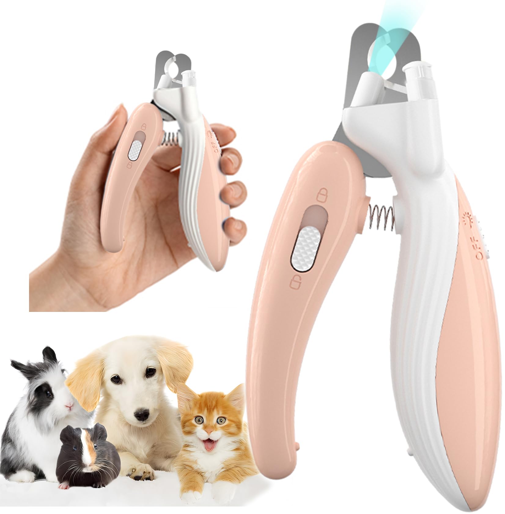 Illuminated Pet Nail Clippers with LED (Pink)