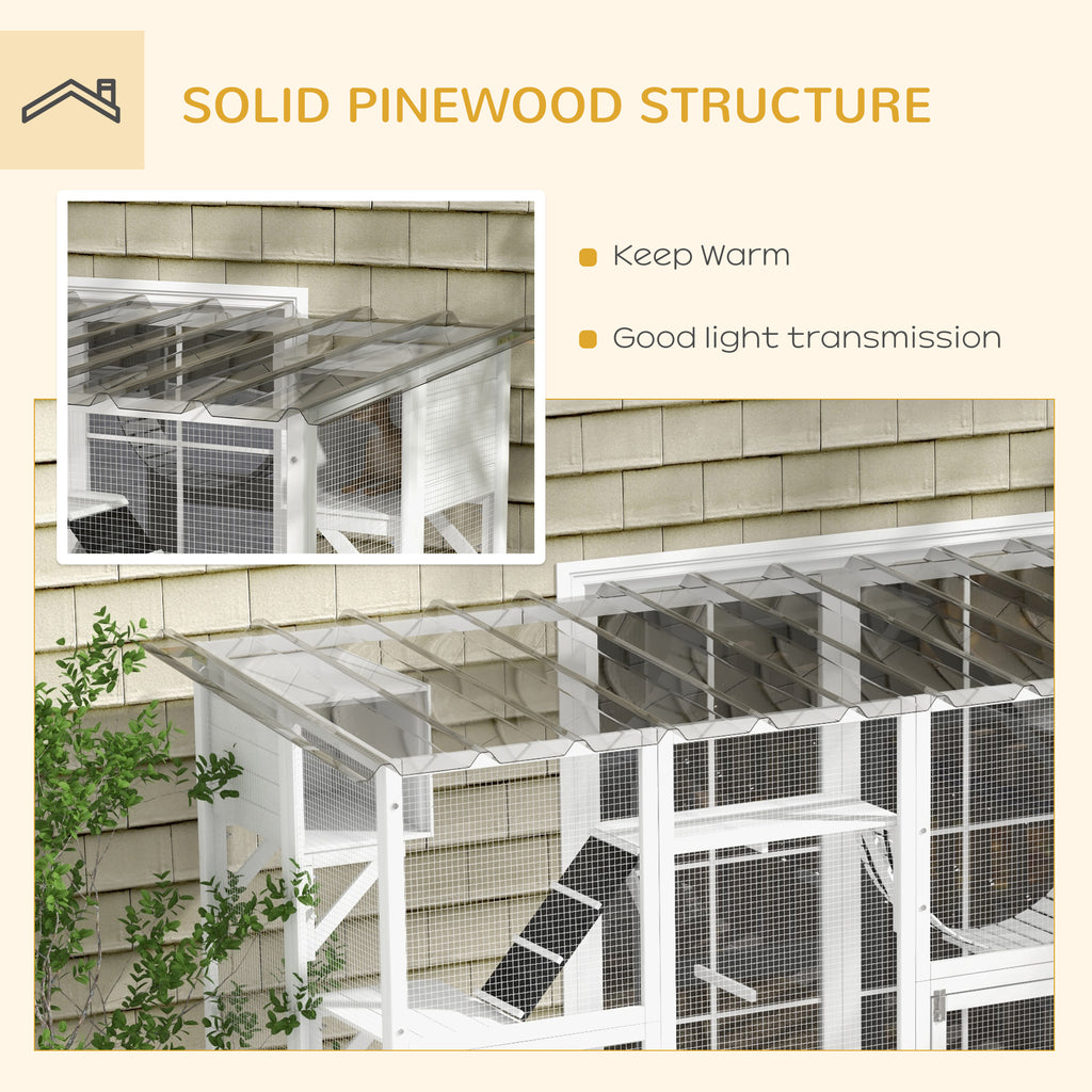 Large Cat Window Enclosure with Shelves, White