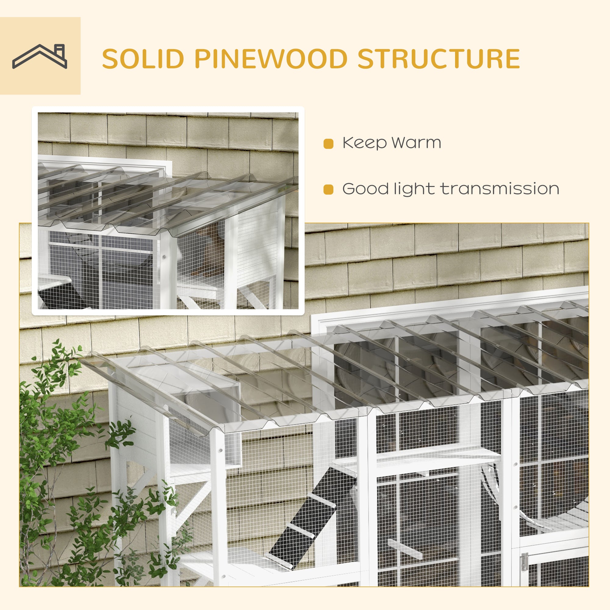 Large Cat Window Enclosure with Shelves, White