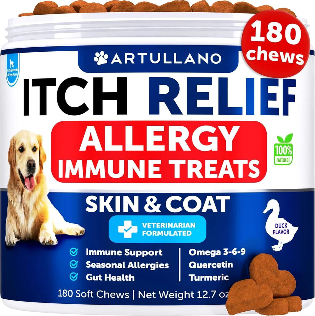 Dog Allergy & Skin Relief Chews - 180 Duck Flavored Treats