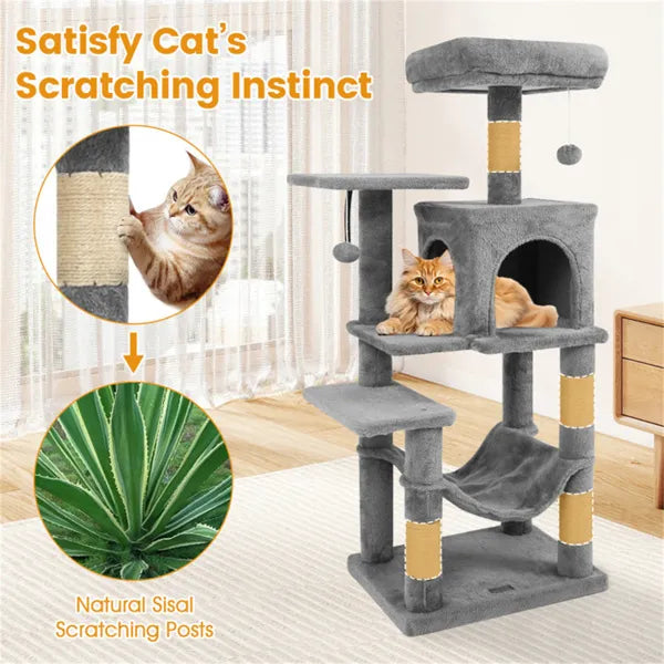 44" Multi-Level Cat Tree with Spacious Top Perch