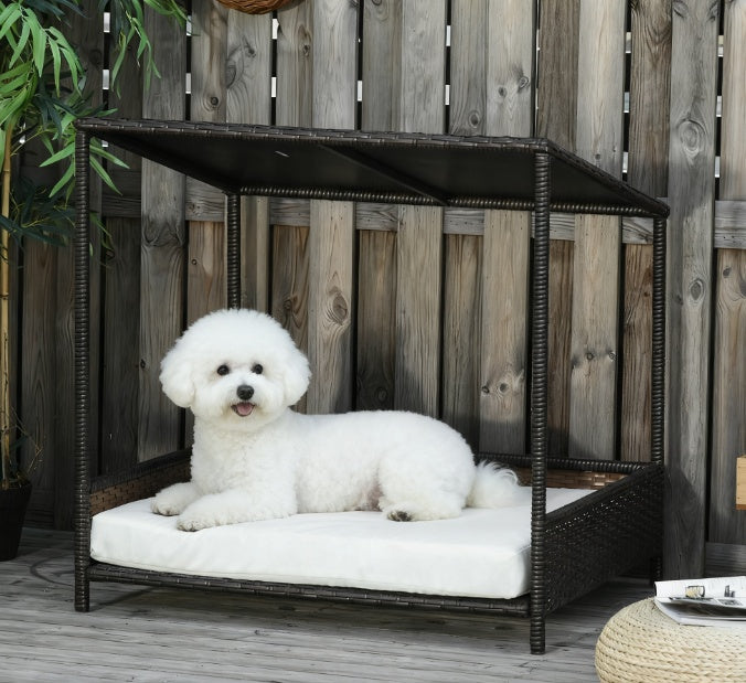 Raised Rattan Puppy Bed, Brown