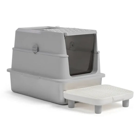 Large Stainless Steel Covered Litter Box with Scoop