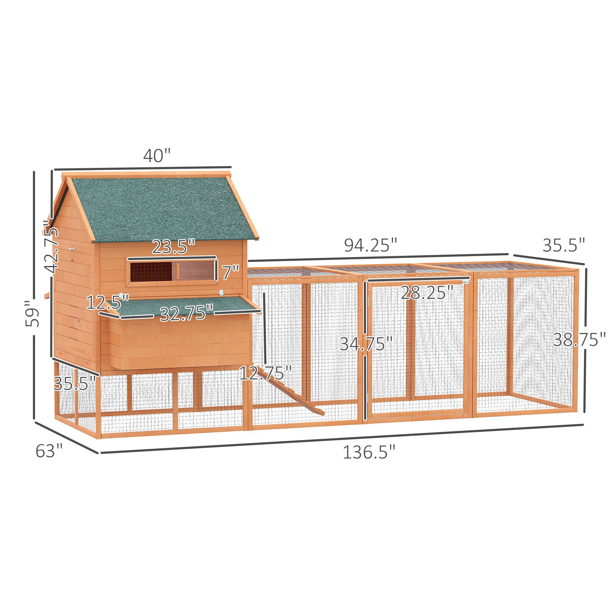 Grand Chicken Coop for 8-10 Hens, Orange