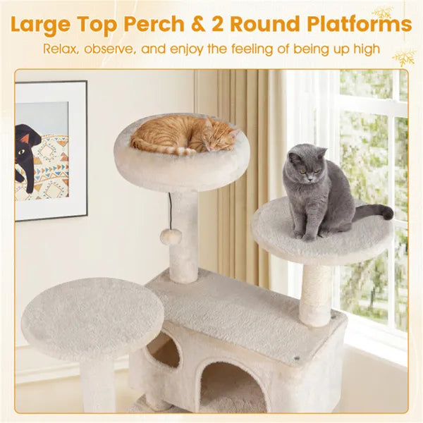 52" Cat Tower with Perches & Condos, Beige