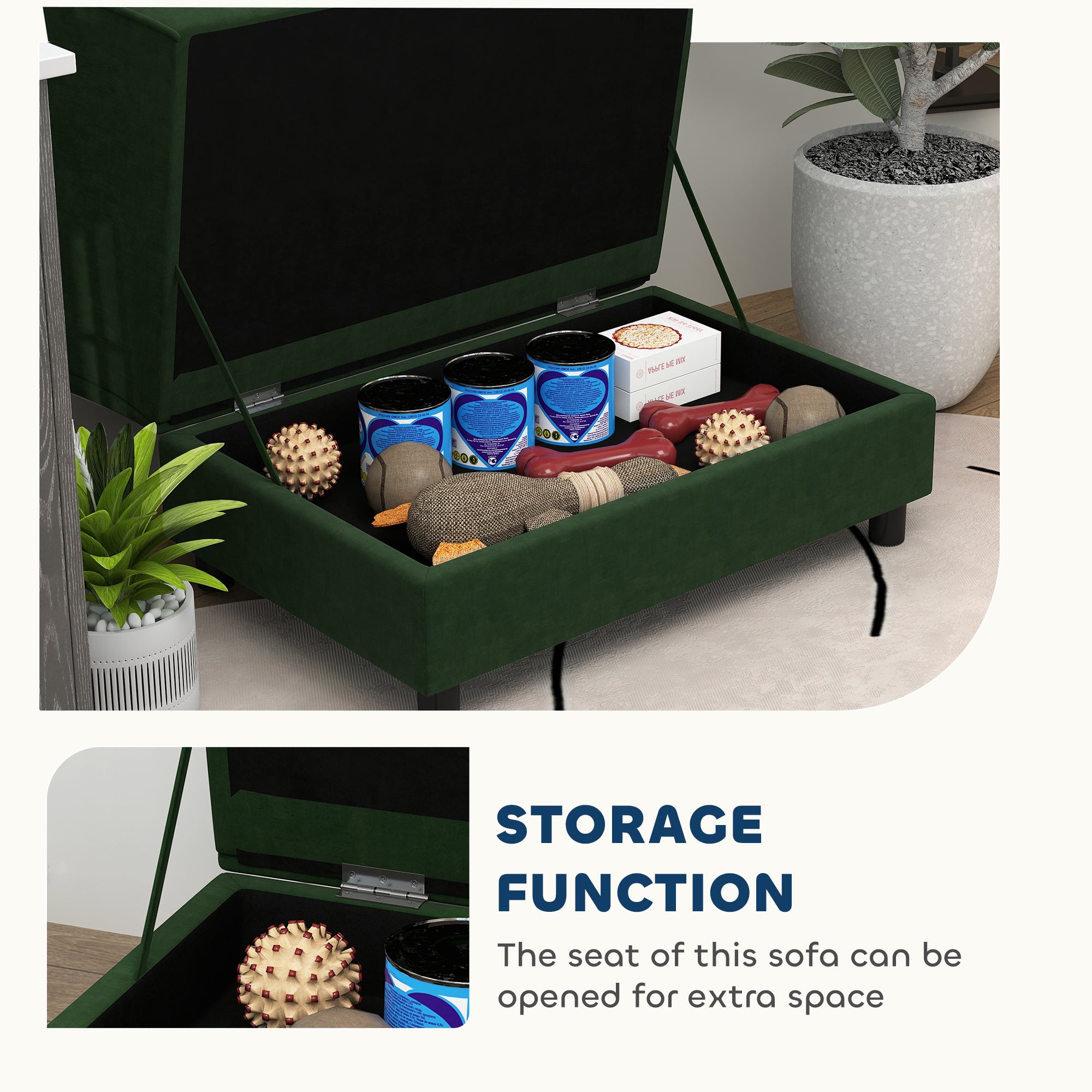 Luxury Pet Sofa Bed with Integrated Storage, Green