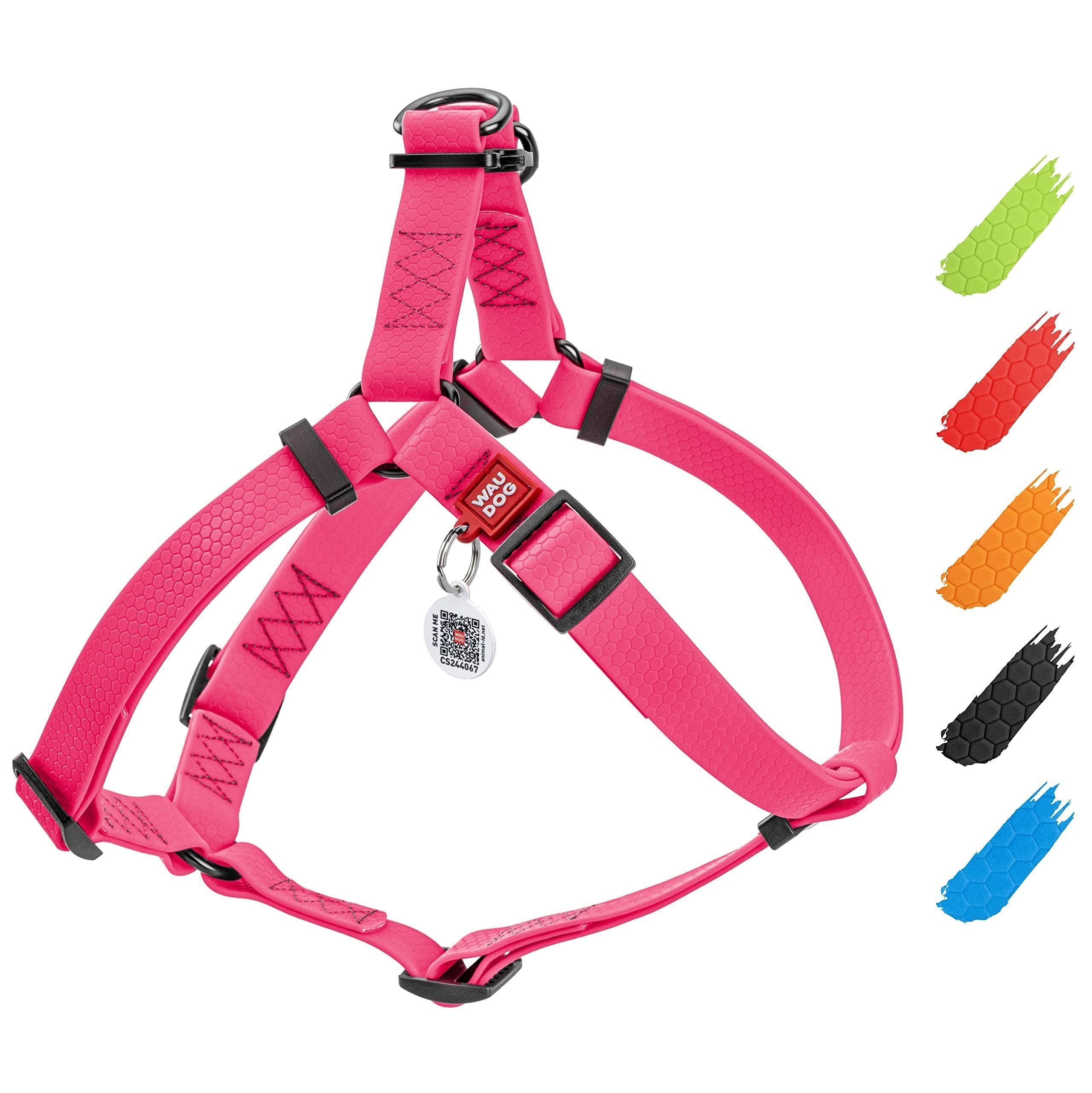 Pink Waterproof Dog Harness - Small, Adjustable 16-22"