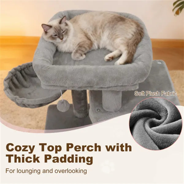 Light Gray 33.5" Multi-Level Cat Tree, Condo, & Scratchers