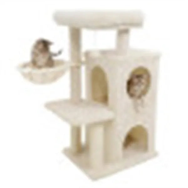 Beige 33.5" Multi-Level Cat Tree with Condo for Felines