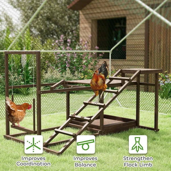 Wooden Avian Activity Set with Perch, Swing, Ladder, Platfor
