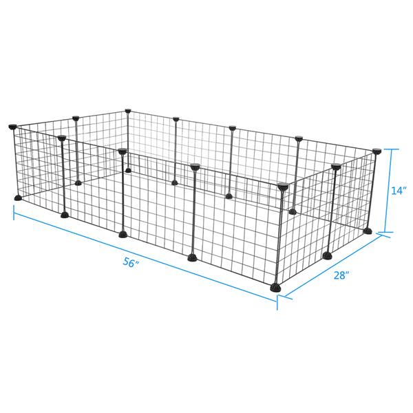 12-Piece Black Metal Mesh Pet Enclosure