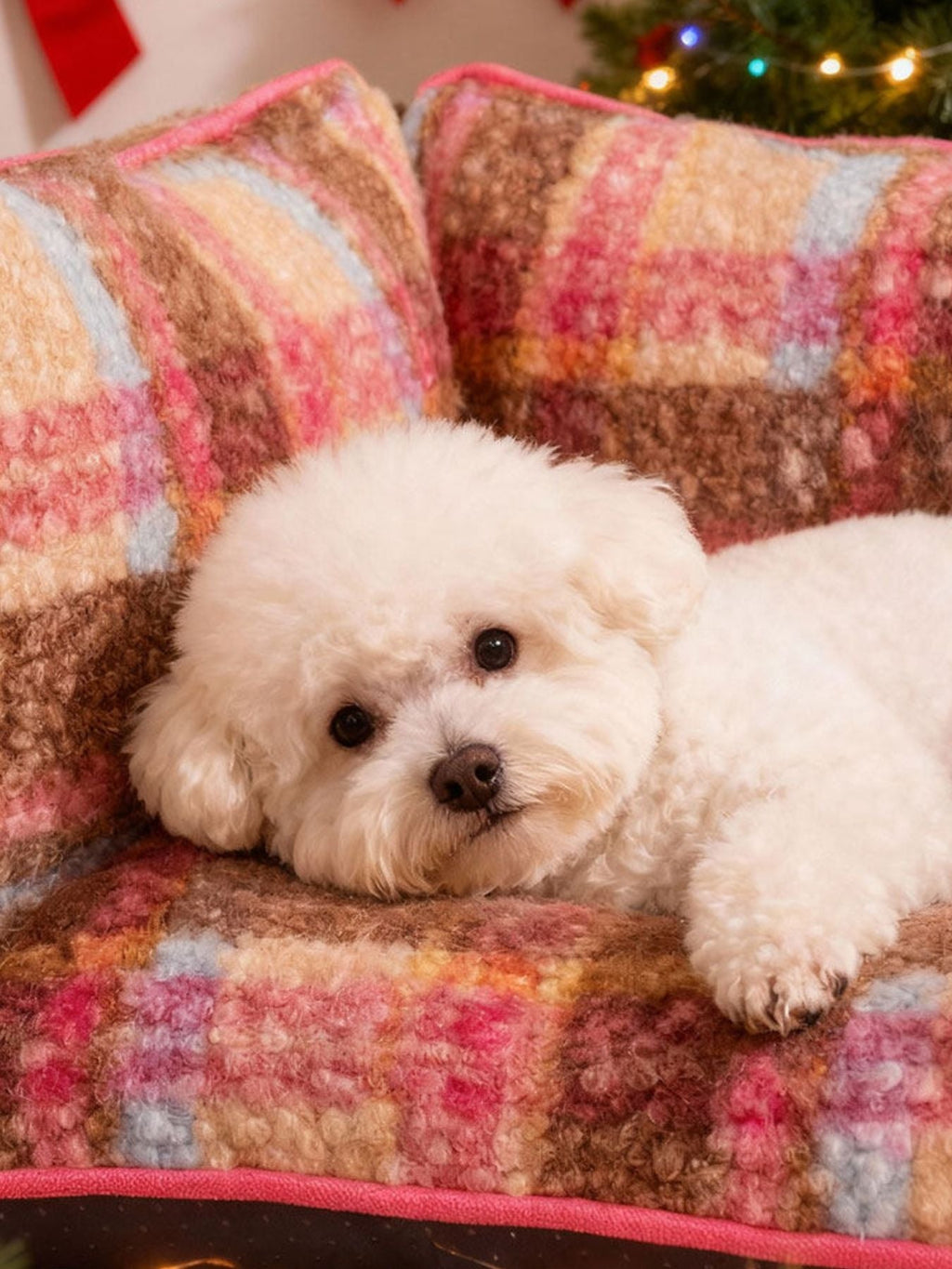 Elegant Plaid Pet Sofa Bed with Plush Cushion