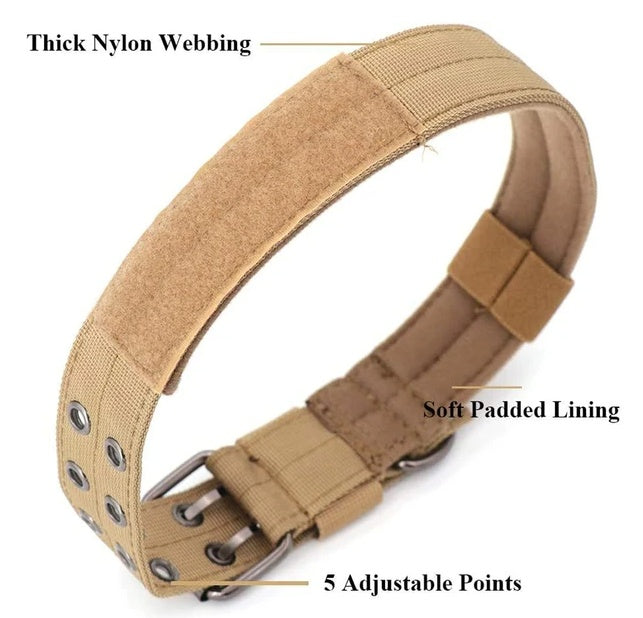 Heavy-Duty K9 Tactical Dog Collar with Metal Buckle