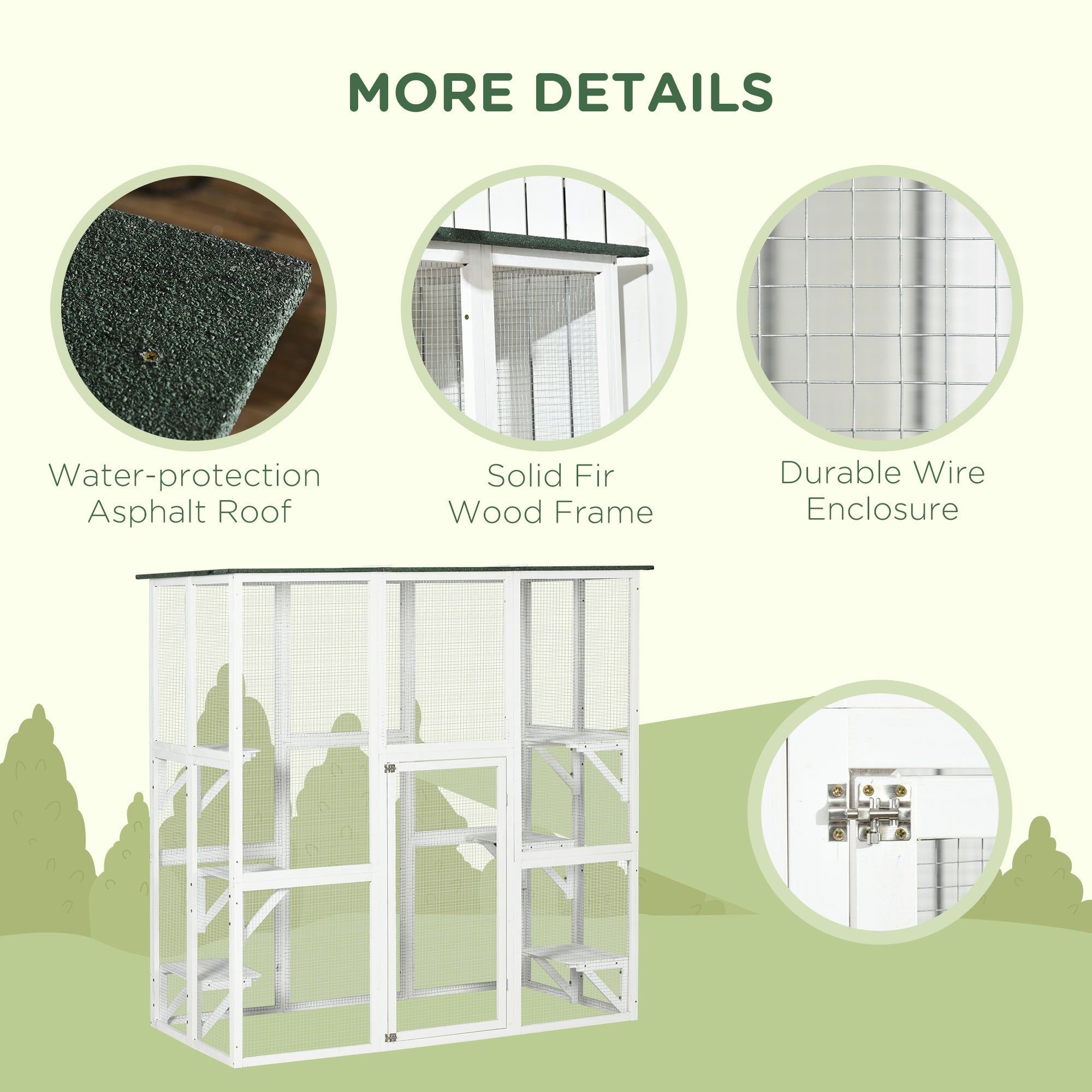 Grand Outdoor Cat Enclosure with 6 Ledges, White