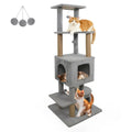 64" Light Gray Cat Tower with Plush Perches