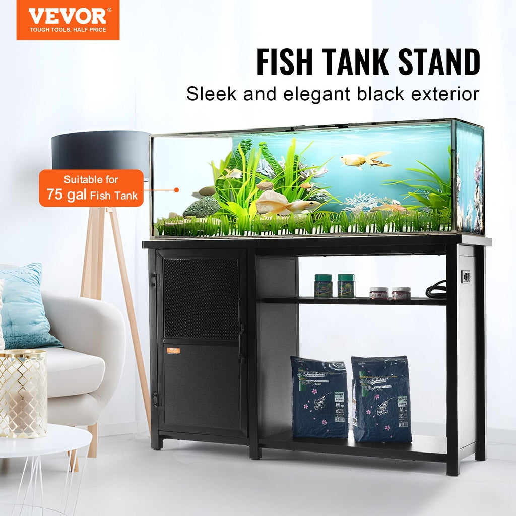 Aquarium Stand for 75-Gallon Tank, Black Steel