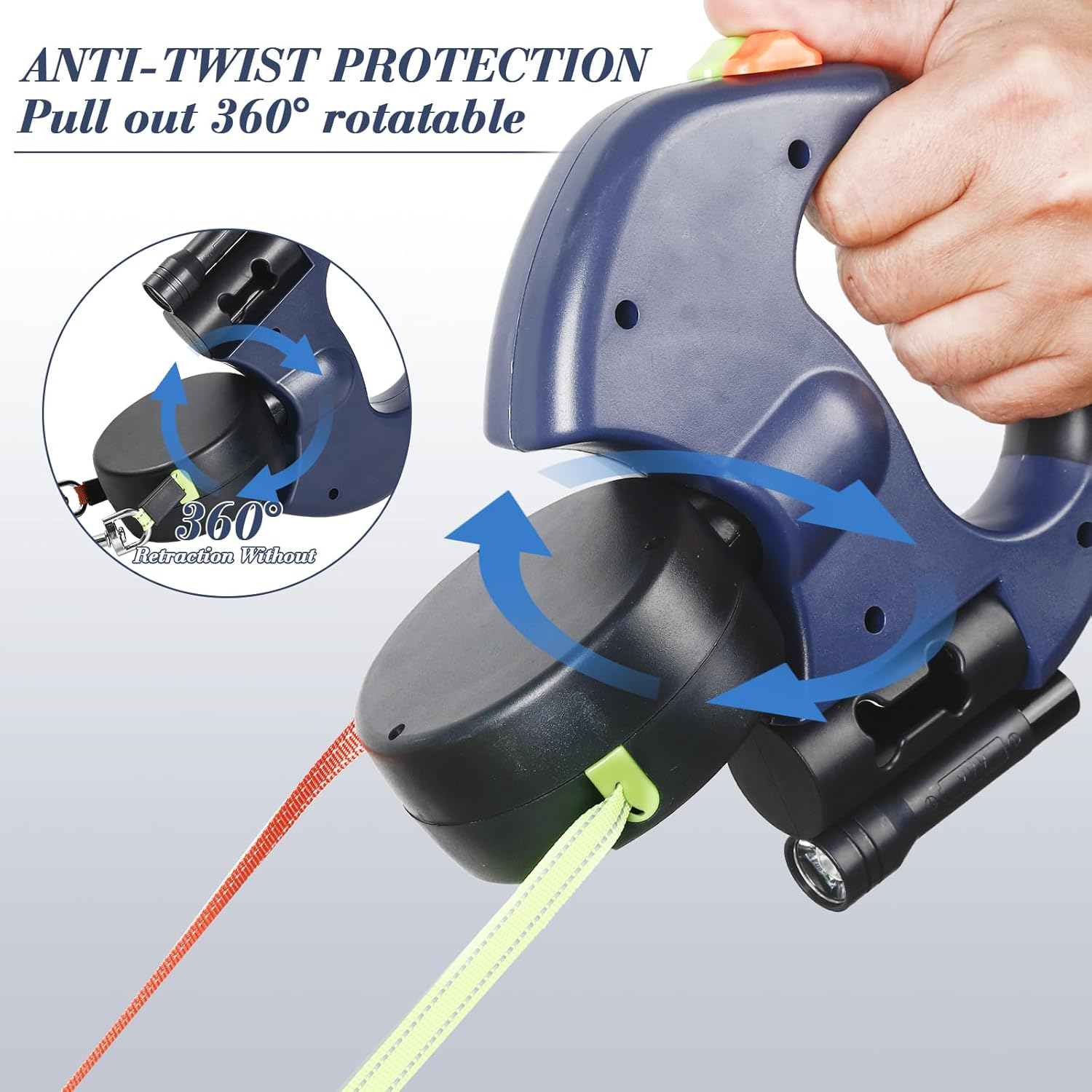 Reflective Retractable Dual Pet Leash