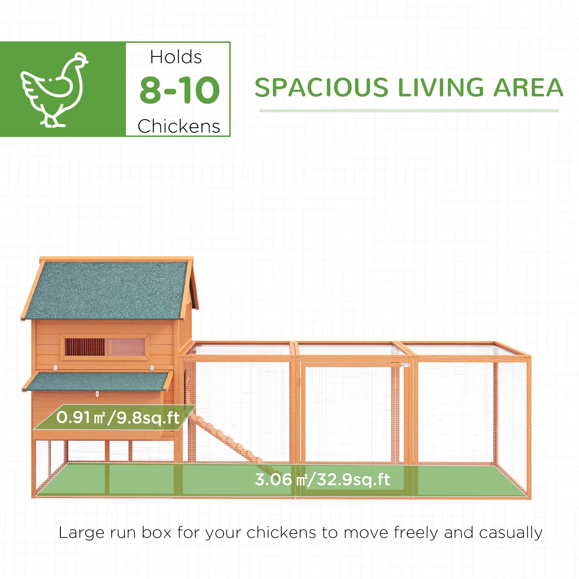Grand Chicken Coop for 8-10 Hens, Orange