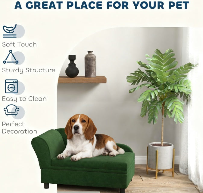 Luxury Pet Sofa Bed with Integrated Storage, Green